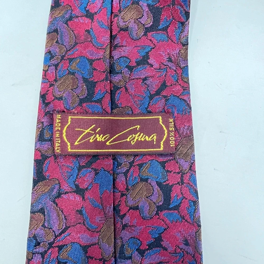 Tino Cosma 100% Silk Men's Tie Lightweight Floral Design‎ Made in Italy